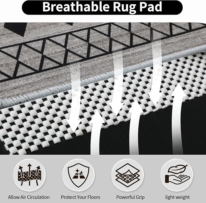FestiCorp Non Slip Rug Pads 5x7 Ft Non Skid Rug Pad Gripper, Anti-Slip Carpet Rug Mats for Under Rugs and Hard Surface Floors
