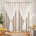Star Blackout Curtains for Bedroom - Cream & Ivory, Beige - 84 Inch Long 2 Panel Set, 52 x 84 Inch