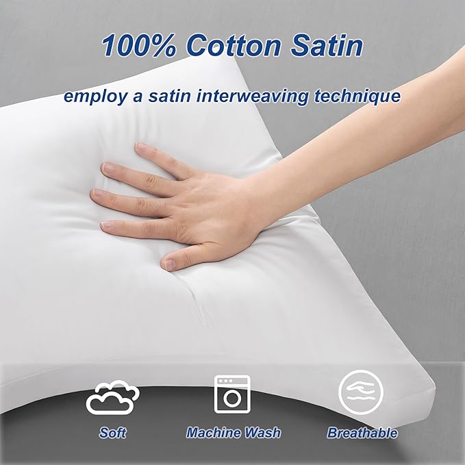 ACCURATEX Side Sleeper Pillow for Side and Back Sleepers-100% Cotton Cover Filled with Down Alternative,King Bed Pillows for Shoulder,Neck & Head Support,Adjustable Shredded Memory Foam Pillow