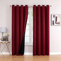 ChrisDowa 100% Blackout Curtains for Bedroom with Black Liner, 2 Thick Layers Total Blackout Thermal Insulated Grommet Long Window Curtains 2 Panels Set (Burgundy, 52 x 95 Inch)