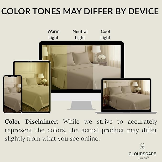 Egyptian Cotton Twin XL Size Sheets Set, 4 Taupe