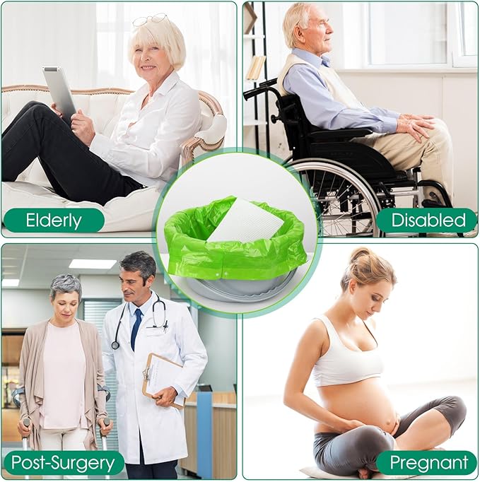 BOOWOO Commode Absorbent Pads, 90 Disposable Commode Pads for Commode Liners, Commode Liner Pads for Commode Chair, Bedpan, Bucket Toilet (90 Pads Only)