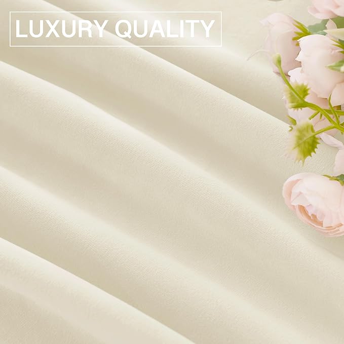 StangH Ivory Velvet Curtains for Bedroom Light Dimming Privacy Protect Drapes for Living Room Doorway Elegant Home Decoration Wedding Party Backdrops, W42 x L96, 2 Panels