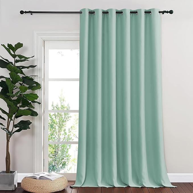 NICETOWN Blackout Curtains & Drapes - Privacy Thermal Efficiency Backdrop Curtains for Bedroom Room Divider Living Room Patio Sliding Glass Door, Wide 80 x Long 144 inch, Aqua Blue, 1 Panel