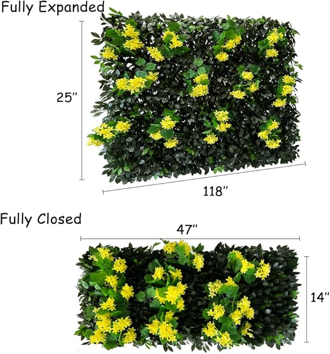 GLANT Expandable Fence Privacy Screen for Balcony Patio Outdoor,Decorative Faux Ivy Fencing Panel,Artificial Hedges (Single Sided Leaves) (4, Branches -Yellow Muxiang)