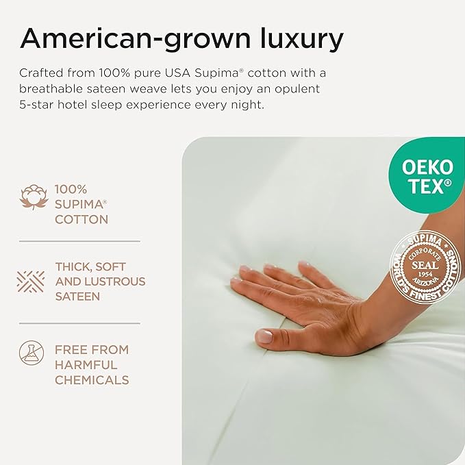 Threadmill California King Sheets, Certified American Supima Cotton Sheets, 1200 Thread Count Hotel Quality, 4 Piece Luxury Bed Sheets Set with Elasticized Extra Deep Pocket, Seaglass