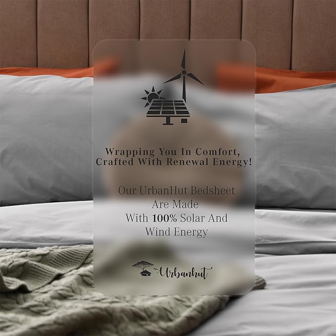 URBANHUT 800 Thread Count 100% Cotton Damask Queen Size Sheets, 4 Piece Striped Queen Size Bedsheets, Luxury Hotel Sheets Sateen Weave - Better Than Egyptian, 16" Elasticized Deep Pocket- Silver Grey
