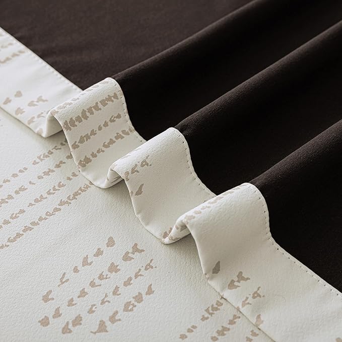 100% Boho Blackout Curtains 84 Inches Long for Bedroom, Taupe on Beige Patterned Bohemian Curtains for Living Room, Geometric Striped Thermal Insulated Window Drapes Gromment Top 2 Panels