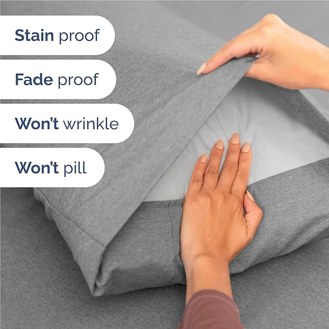 Twin XL 4 Piece Sheet Set - Cooling & Breathable - Hotel Luxury Bedding, Includes Fitted Sheet for Women, Men, Kids & Teens - 1 Flat, 1 Fitted Sheet, 2 Pillowcases w/Deep Pockets - Heathered Grey