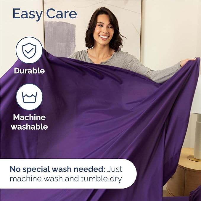 Full 6 Piece Sheet Set - Cooling, Comfy & Breathable - Hotel Luxury Bedding, Includes Fitted Sheet for Women, Men, Kids and Teens - 1 Flat, 1 Fitted Sheet, 4 Pillowcases with Deep Pockets - Purple