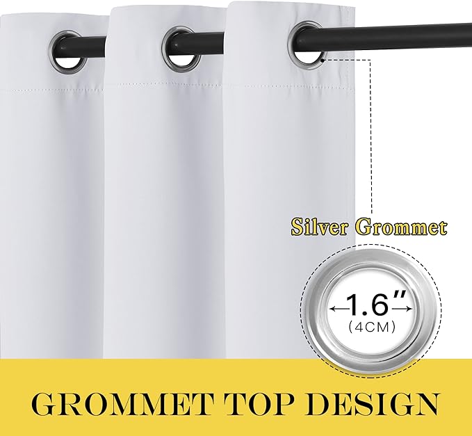 NICETOWN Greyish White Sliding Door Curtain 118 inch Length, Grommet Room Darkening Thermal Curtain Extra Long Sound Dampening for Living Room/Bedroom, W66 x L118, 1 Panel