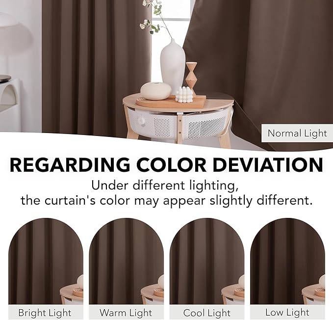 Deconovo Blackout Curtains, Thermal Insulated, W52 x L95 2 Panels, Back Tab, Machine Washable, Room-Darkening Drapes for Bedroom/Living Room Brown