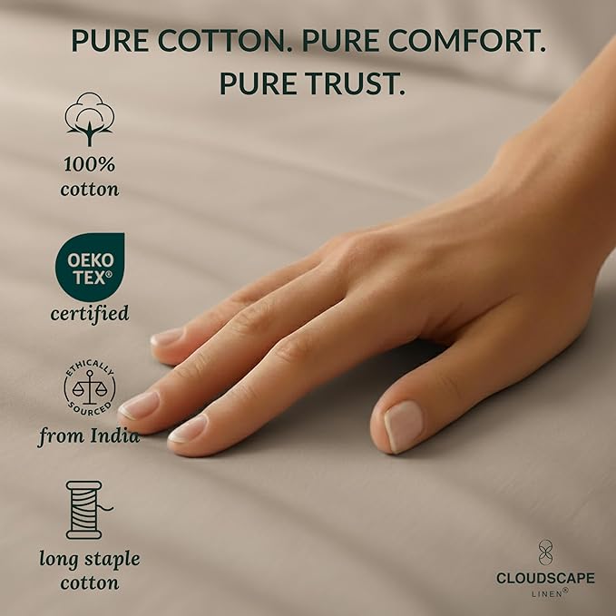 Cloud Scape Linen 100% Egyptian Cotton Sheets Full Size, 4 Pieces Luxury Bedding Set, 400 Thread Count,Hotel Quality, Silky Soft, Deep Pockets up to 17, Taupe