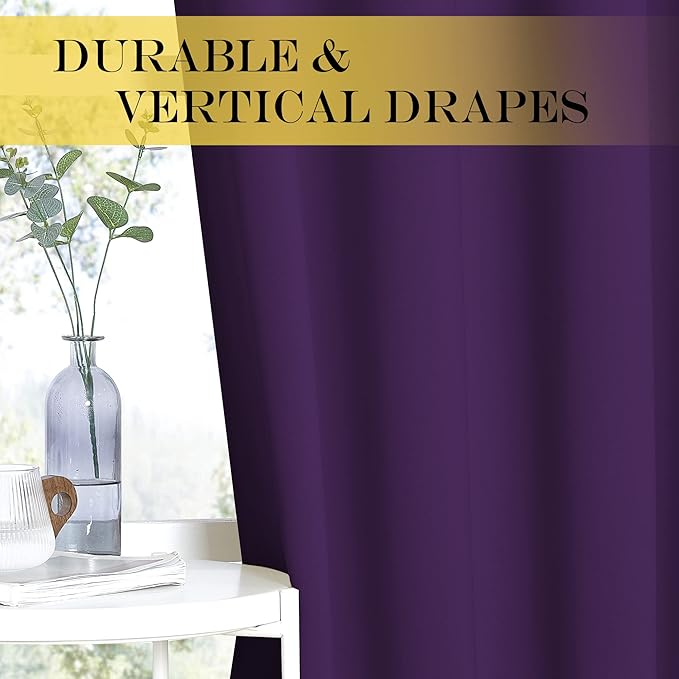 NICETOWN Royal Purple Blackout Curtains for Bedroom 72 Inches Long, Thermal Insulated Room Darkening Grommet Window Curtains for Living Room Nursery, 66 inch x 72 inche, 1 Panel