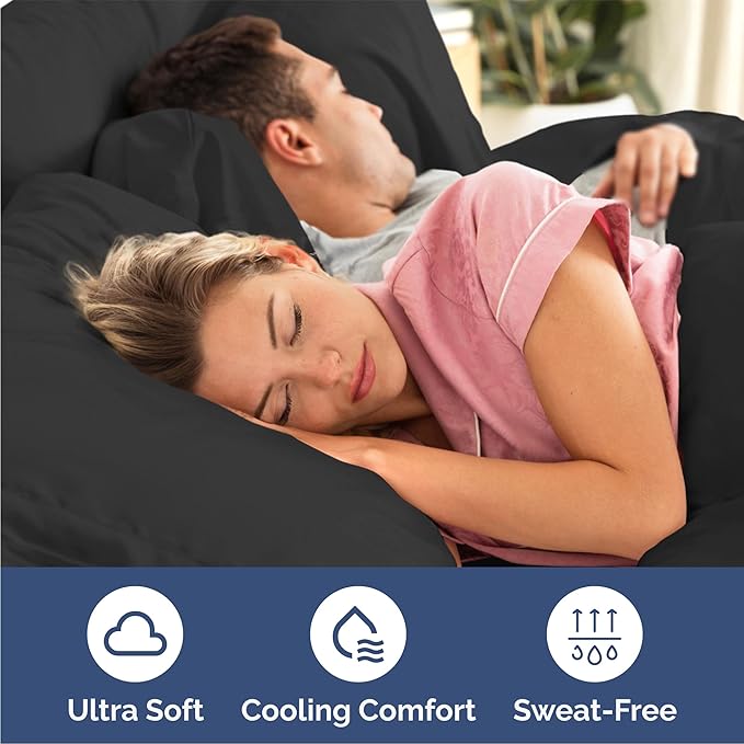 Queen 6 Piece Sheet Set - Cooling, Comfy & Breathable - Hotel Luxury Bedding, Includes Fitted Sheet for Women, Men, Kids and Teens - 1 Flat, 1 Fitted Sheet, 4 Pillowcases with Deep Pockets - Black