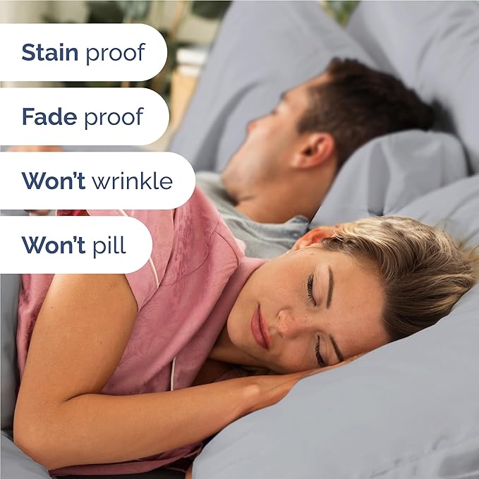 Full 6 Piece Sheet Set - Cooling, Comfy & Breathable - Hotel Luxury Bedding, Includes Fitted Sheet for Women, Men, Kids & Teens - 1 Flat, 1 Fitted Sheet, 4 Pillowcases with Deep Pockets - Steel Blue