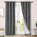 Macochico 100% Blackout Chenille Curtains for Living Room Classic Chenille Window Curtain Panels Thermal Drapes for Bedroom Hotel Grommet Curtains with Tieback Dark Grey 84" Wx96 L 1 Panel