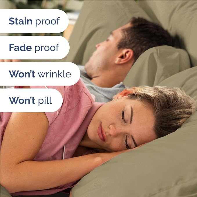 Twin XL 4 Piece Sheet Set - Cooling, Comfy & Breathable - Hotel Luxury Bedding, Includes Fitted Sheet for Women, Men, Kids and Teens - 1 Flat, 1 Fitted Sheet, 2 Pillowcases with Deep Pockets - Khaki