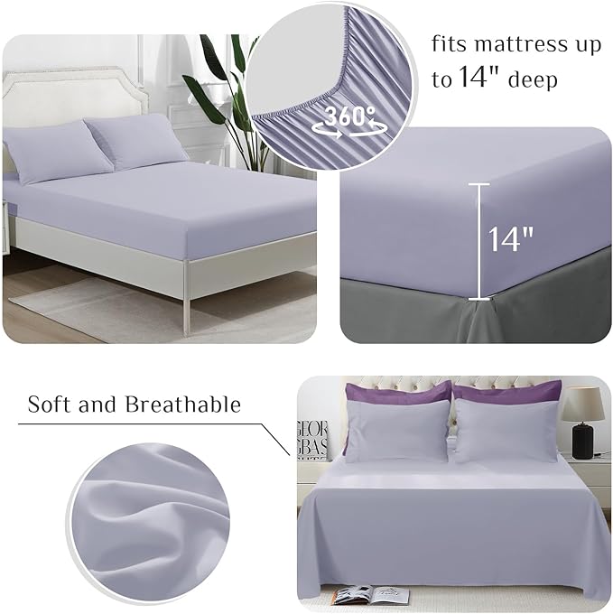JOLLYVOGUE Twin XL Comforter Set, Ultra-Soft Bed in a Bag Twin XL Size 5 Pieces, Oeko-TEX Certified Bedding Set with Down Alternative Comforter, Sheets, Pillowcases & Shams, Purple & Lavender