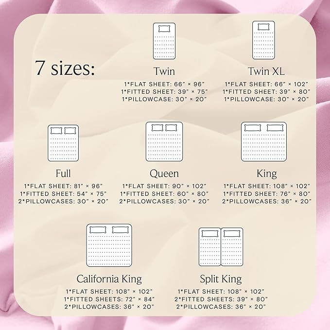 LuxClub 5 PC Sheet Set Bed Sheets Deep Pockets 16" Eco Friendly Wrinkle Free Cooling Machine Washable Hotel Bedding Silky Soft - Powder Pink Split King