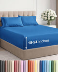 Extra Deep Twin Sheet Set - 4 Piece Breathable & Cooling Sheets - Hotel Luxury Bed Sheets Set - Easy & Secure Fit - Soft, Wrinkle Free & Comfy Sheets Set - Royal Blue Sheet Set with Extra Deep Pockets