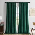Joydeco Dark Green Velvet Curtains 90 inch Length 2 Panels Burg Set, Luxury Rod Pocket Thermal Insulated Window Blackout Curtain, Room Darkening Drapes for Living Dining Room Bedroom Privacy
