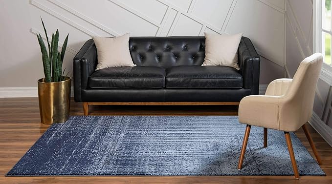 Unique Loom Del Mar Collection Area Rug - Jennifer (4' 1" x 6' 1" Rectangle, Blue/ Navy Blue)