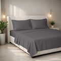 Mayfair Linen 100% Egyptian Cotton King Sheets Set - 2000 Series Luxury Sheet King Size Bed Set, Silky Soft & Cooling, Sateen Weave 17" Extra Deep Pocket Hotel Collection Sheet (4 Pc, Dark Grey)