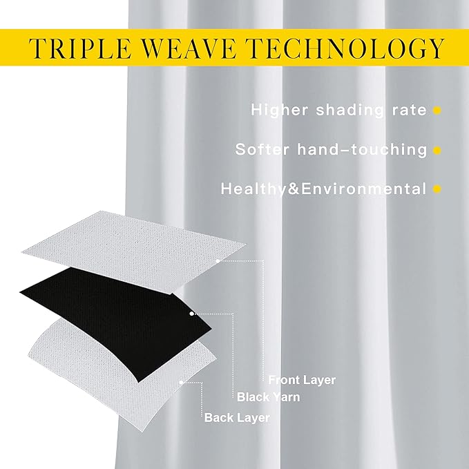 NICETOWN Greyish White Room Darkening Curtains Blackout 40 inch Curtains for Kitchen, Grommet Solid Window Treatments Sound Reducing for Bedroom, 2 Panels, W37 x L40, 2 Panels
