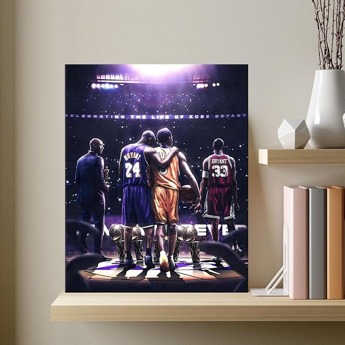 Kobe Bryant Legacy Canvas Wall Art Print Poster, Iconic Inspirational Sports Picture Artwork, Motivational Mamba Mentality Painting Wall Decor for Office Gym Home Living Room Bedroom, Framed 24x30inch