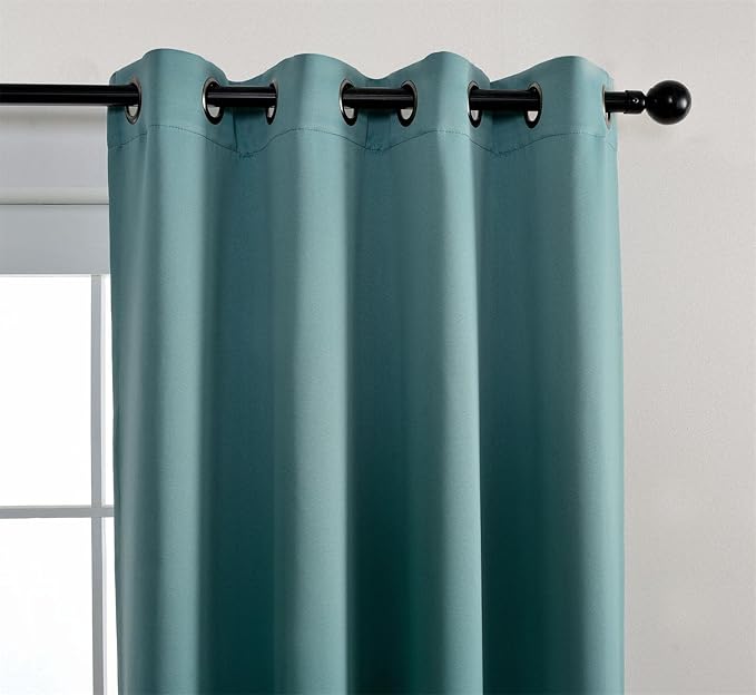 MIUCO Room Darkening Grommet Blackout Curtains for Bedroom 52 x 63 Inch Teal 2 Panels