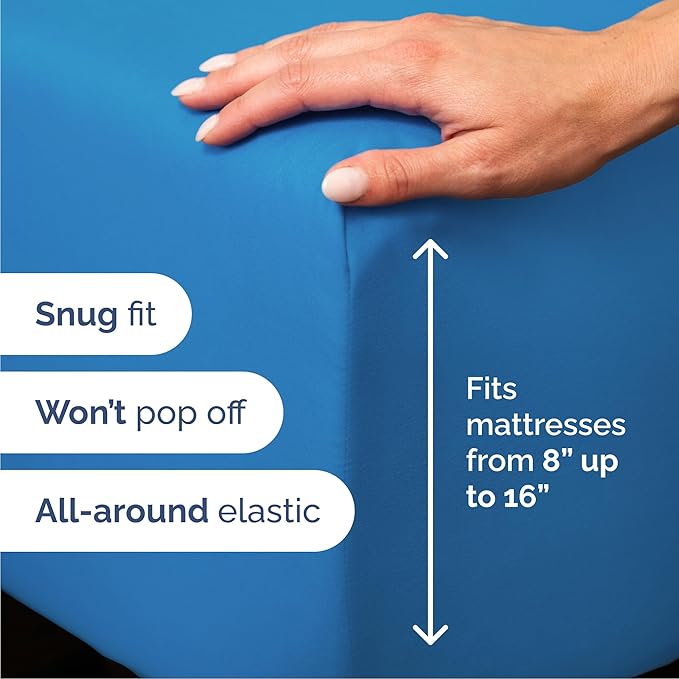 Queen 6 Piece Sheet Set - Cooling, Comfy & Breathable - Hotel Luxury Bedding, Includes Fitted Sheet for Women, Men, Kids & Teens - 1 Flat, 1 Fitted Sheet, 4 Pillowcases with Deep Pockets - Royal Blue