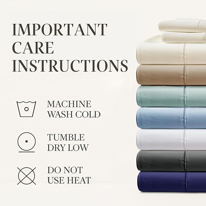Hyde Lane Luxury 1000 Thread Count 100% Cotton Sheets | Very Soft & Thick - Fits Upto 20" Mattress | Sateen Weave Bed Sheets 18" Deep Pocket- 4 PC Sheet Set (Grey Mist, Queen)