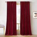 RYB HOME Red Velvet Curtains 92 inches, Back Tab Soft Fabric Room Darkening Thermal Insulated Luxurious Home Decor Curtains for Living Room Bedroom, W 52" x L 92", 2 Panels Set