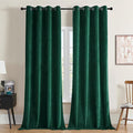 Joydeco Dark Green Velvet Curtains 96 Inches Long, Luxury Grommet Blackout Curtain 2 Panels, Thermal Insulated Privacy Room Darkening Window Drapes for Bedroom Living Room Home Theatre (52Wx96L)