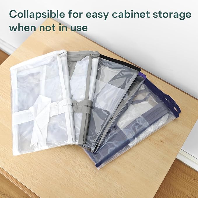 10 Pack Clear Storage Bags for Clothes, 22L Blanket Storage Bags, Under Bed Storage, Closet Organizers Bag, Upgraded Version Two-Way Zippers Design(Grey, 10PACK)