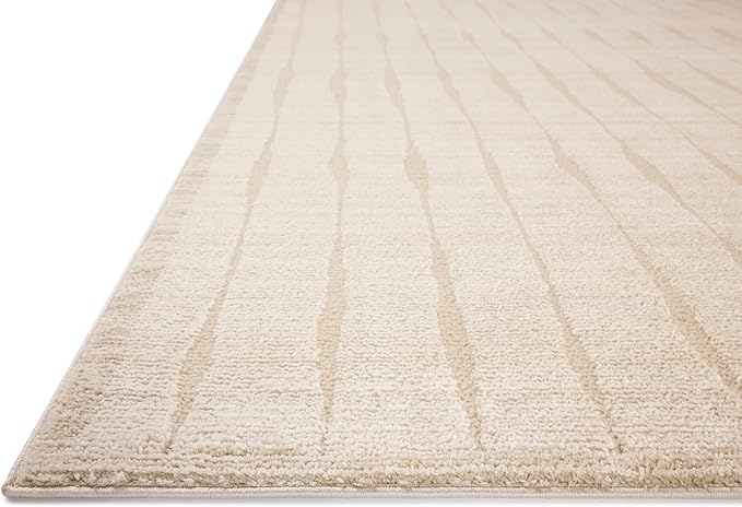 Loloi Chris Loves Julia Calvin Collection CLV-02 Ivory/Oatmeal 2'-7" x 7'-6" Runner Rug Checkered Neutral Soft Living Room Bedroom Carpet