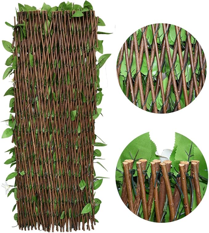 GLANT Expandable Fence Privacy Screen for Balcony Patio Outdoor,Decorative Faux Ivy Fencing Panel,Artificial Hedges (Single Sided Leaves)