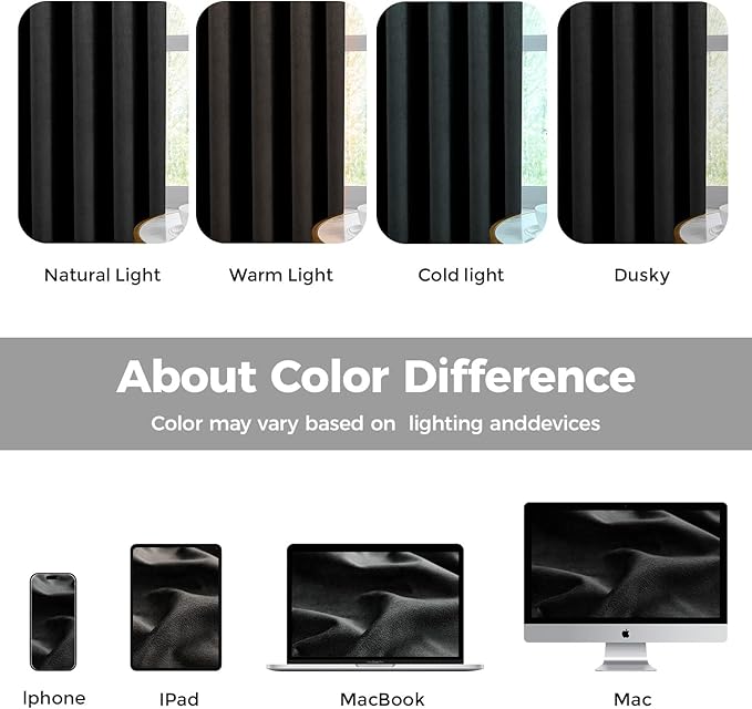 Pinch Pleated 100% Blackout Curtains for Bedroom, Black Velvet Curtains for Living Room, Black Out Curtain 86 inch Long Room Darkening, Blackout Pinch Pleat Drapes with Hooks 2 Panels