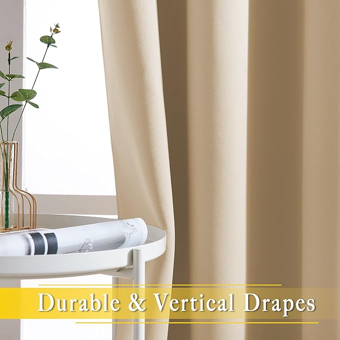 NICETOWN Sliding Door Curtain Window Treatment, Blackout Patio Door Curtain Panels Privacy Thermal Insulated Drapes for French/Patio Door (1 PC, Biscotti Beige, W80 x L95)