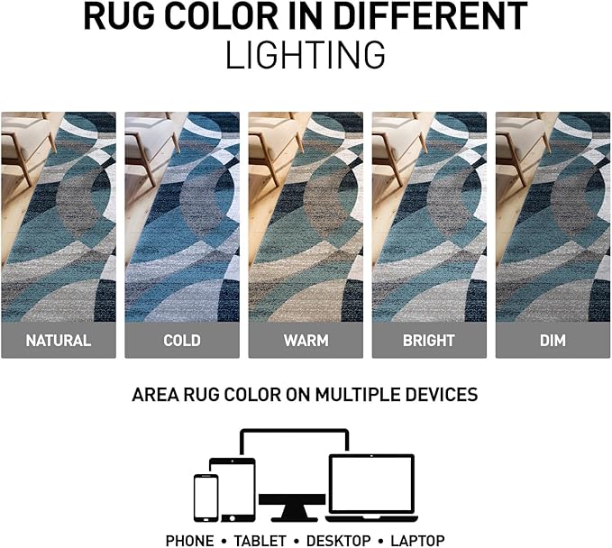 Rugshop Contemporary Abstract Circles Perfect for high Traffic Areas of Your Living Room,Bedroom,Home Office,Kitchen Area Rug 10' x 14' Blue