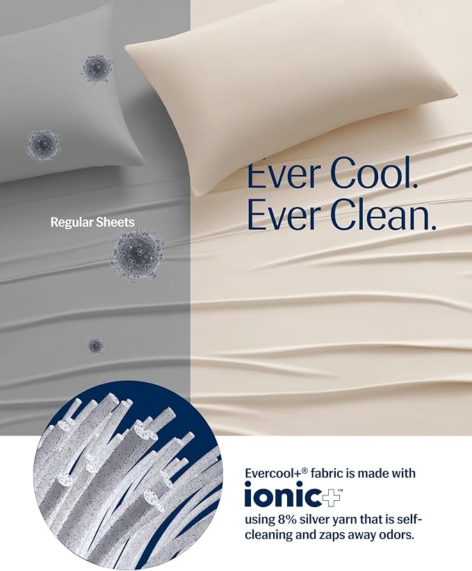 REST® Evercool®+ Top Sheet, Full/Queen Size, Snow Ivory, 93"X108" (1 Flat Sheet only)