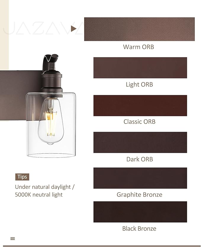 5 Light Bathroom Vanity Light, Morden Bath Lights Over Mirror Oil Rubbed Bronze Bathroom Sconce Lights with Clear Glass Shade ZCVL01ORB-5