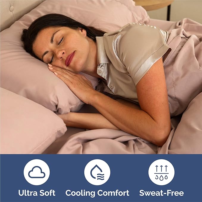 Twin 4 Piece Sheet Set - Cooling, Comfy & Breathable - Hotel Luxury Bedding, Includes Fitted Sheet for Women, Men, Kids and Teens - 1 Flat, 1 Fitted Sheet, 2 Pillowcases with Deep Pockets - Mauve