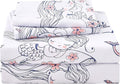 JSD Mermaid Whale Kids Sheet Set Full Size, 4 Piece Ocean Theme Microfiber Sheets for Girls Deep Pocket