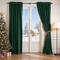 Lazzzy Velvet Blackout Curtains Thermal Insulated Room Window Drapes Super Soft Luxury Curtains for Living Room Bedroom Rod Pocket 2 Panels, Emerald Green, 52" W x 96" L