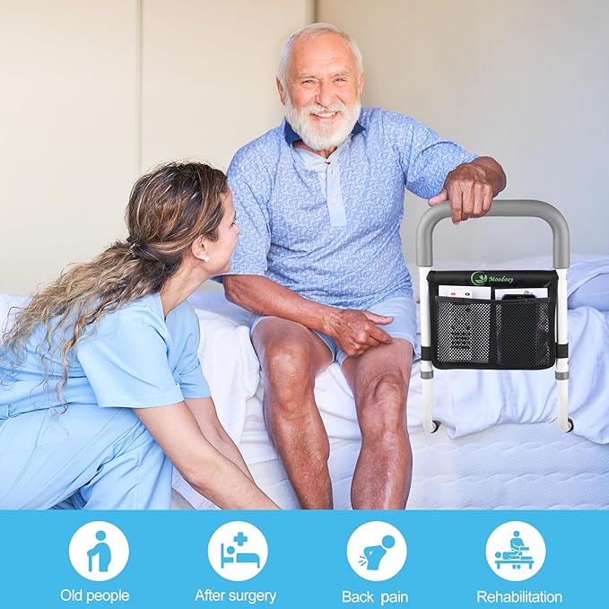Moodooy Bed Rails for Elderly Adults Safety,Bed Rail for Seniors,Bed Rails for Queen,Bed Safety Rail for Elderly Adult,Bed Safety Rail with Strap,Adjustable Bed Rail for Elderly,Couch Rail,Sofa Rail