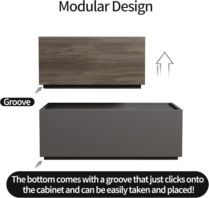 Modular Stackable Drawers, Modern Nightstand Modular Storage Bins - Storage Cabinet, Bedside Table, Sofa End Table for Living Room Hallway Entryway Oak Small Set 1