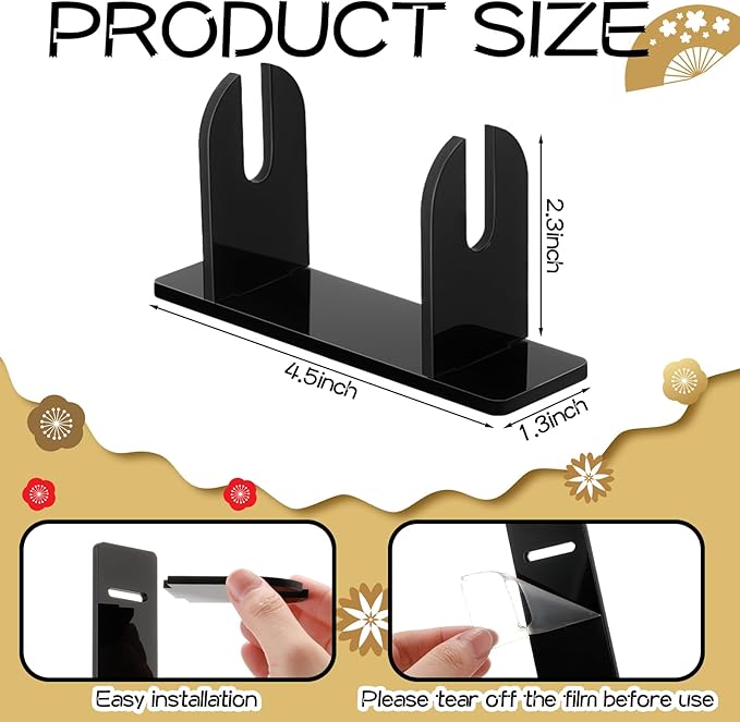 Roowest 4 Pcs Acrylic Fan Display Stand Folding Japanese Chinese Hand Fan Stand Easel Foldable Handheld Display Base Organizer (Black)