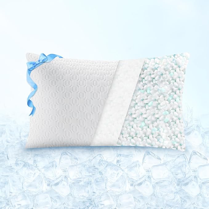 Sophia & William Cooling Bed Pillow for Sleeping (King Size) Adjustable Shredded Memory Foam Pillow for Side, Back and Stomach Sleepeers